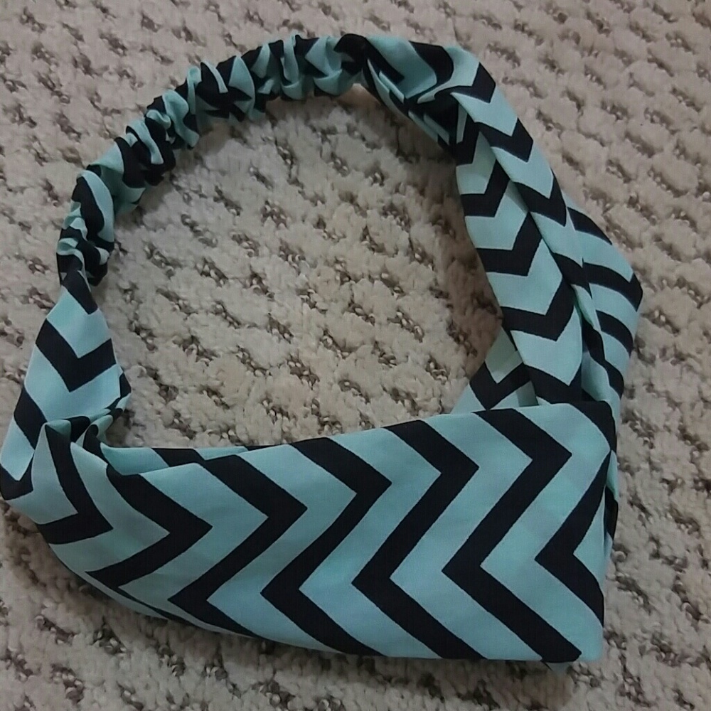 Mint and black chevron fabric